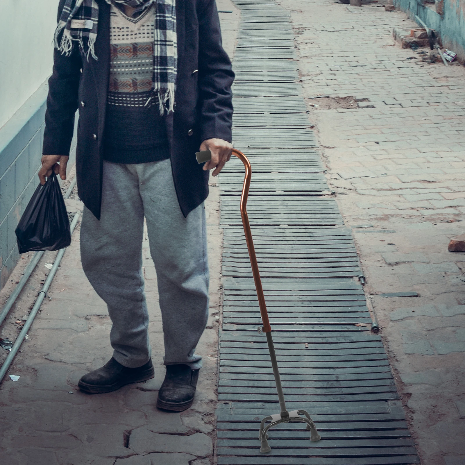

Aluminum Alloy Elderly Walking Cane Portable Adjustable Non Slip Trekking Pole for Seniors Lightweight Hiking Stick