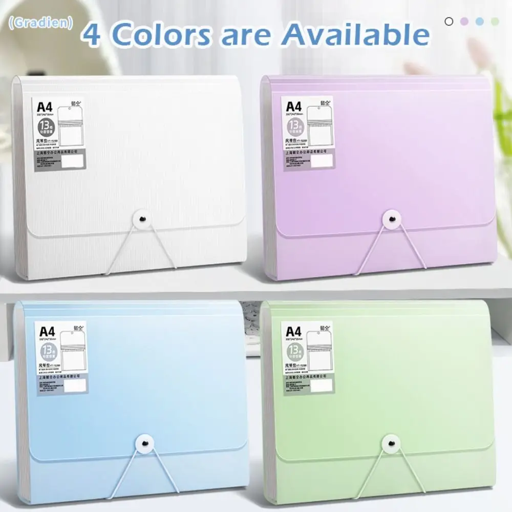13 Layers A4 File Folder Stretch Buckle Design Large Capacity Test Paper Storage Booklet Document Organizer School Office
