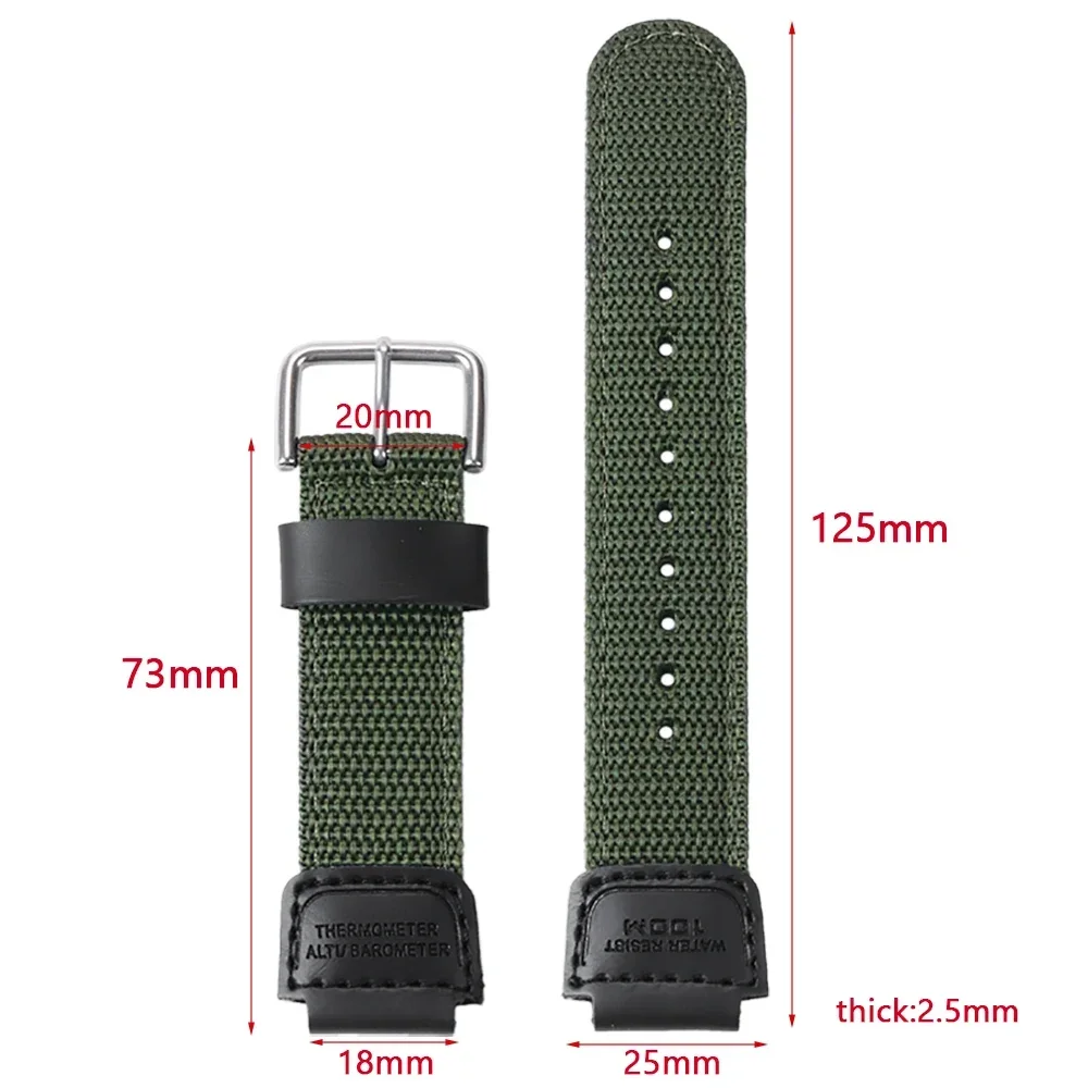 Nylon Watch Strap for Casio AE1200wh 1300 SGW-300H 400 500 F91W F84 AEQ-110W Men Sport Canvas Nylon Raised Mouth Watch Band 18mm
