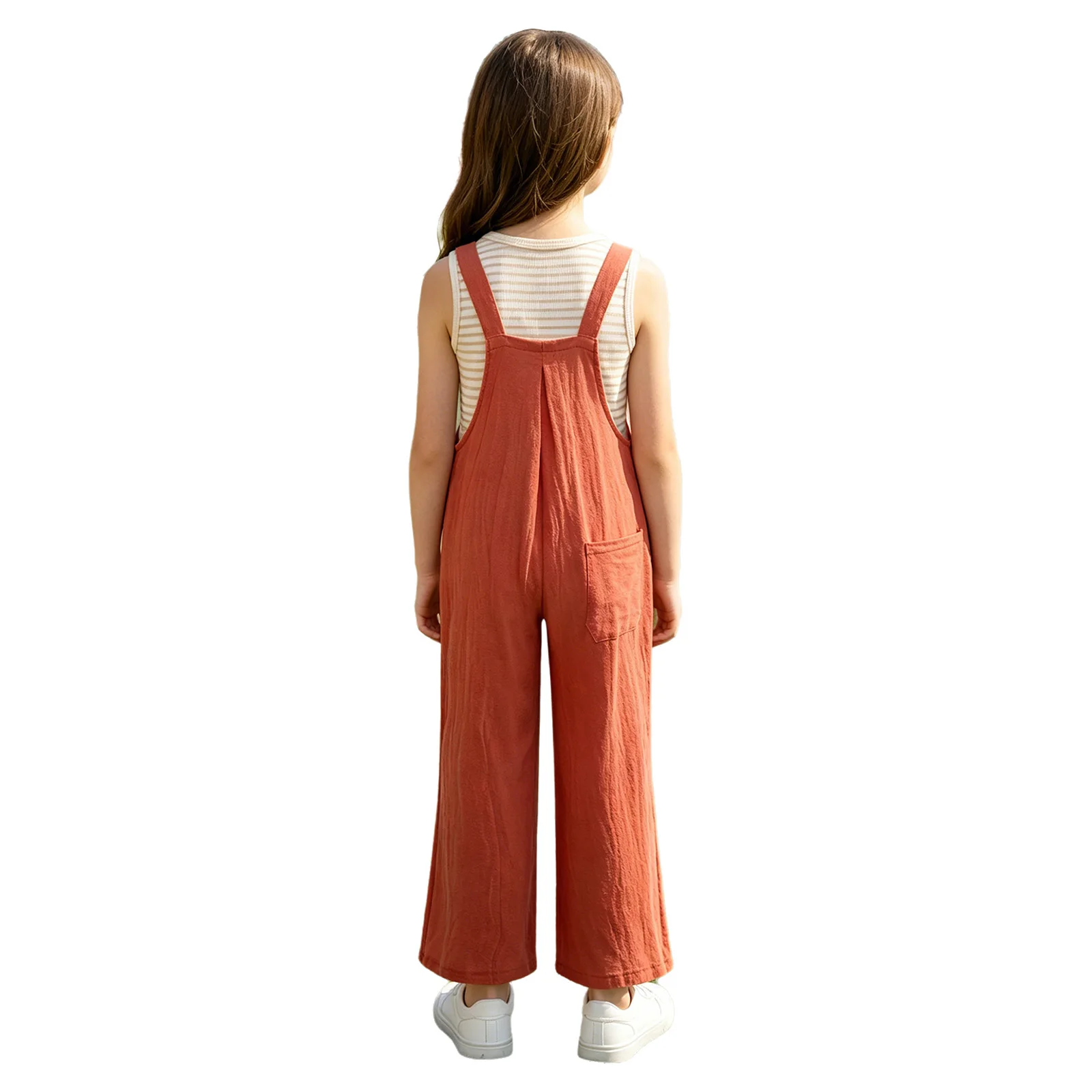 Hip Hop Children Solid Overalls Suspender Long Pants Girls Dungaree Kids Wide-leg Jumpsuit Romper Boys Streetwear Trousers