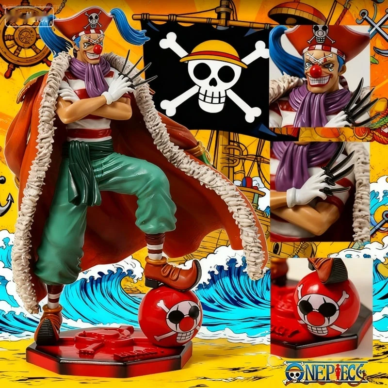 26cm One Piece Anime Figure Four Emperors Clown Buggy Figures PVC Statue Model Collection Desktop Decoration Children Toys Gift