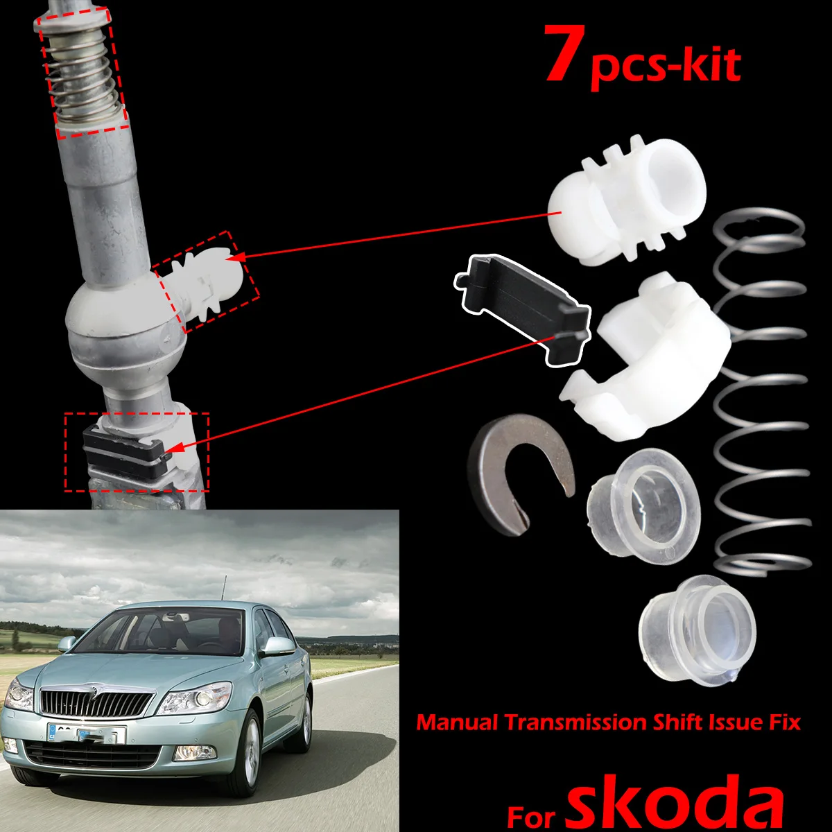 

7pcs Gear Shifter Selector Lever Shaft Gear Stick Spring Bushing kit Manual Transmission Car Replacement For Skoda Octavia Yeti