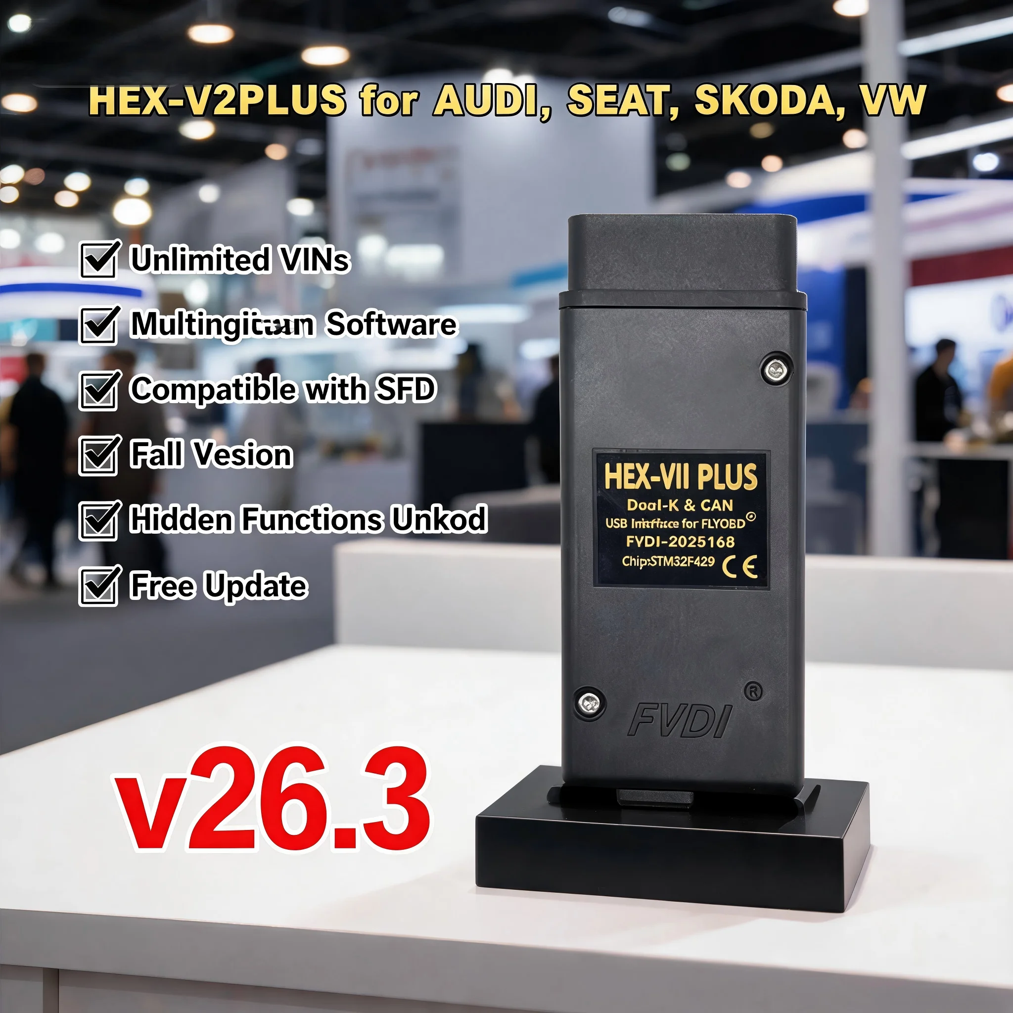 Neuestes HEX VII REAL V2PLUS VCDS-CAN VAG OBD2 Diagnosekabel Mehrsprachige Vollversion VAG-COM Scanner für VW Audi SKODA