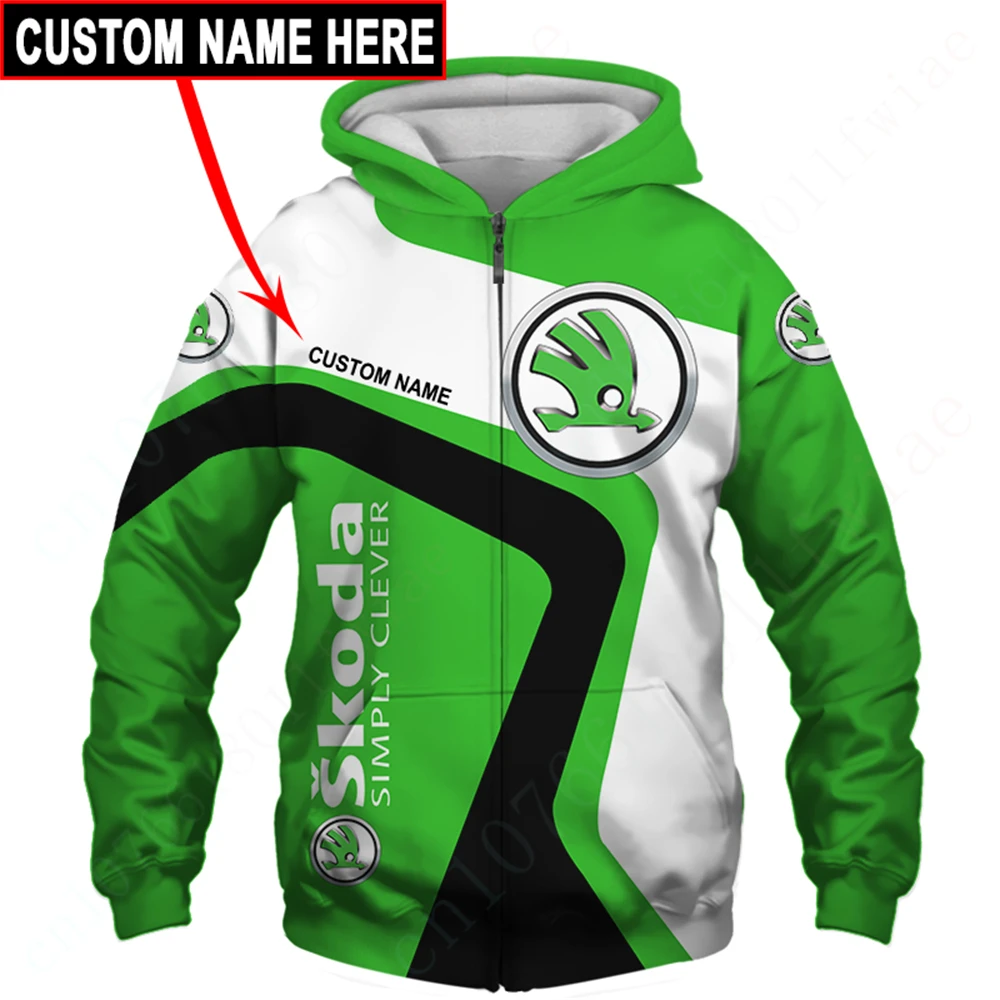 Skoda Unisex Kleding Harajuku 3d Print Zip Hoodies Casual Sweatshirt Top Essentials Pullover Anime Hoodies Voor Mannen Vrouwen