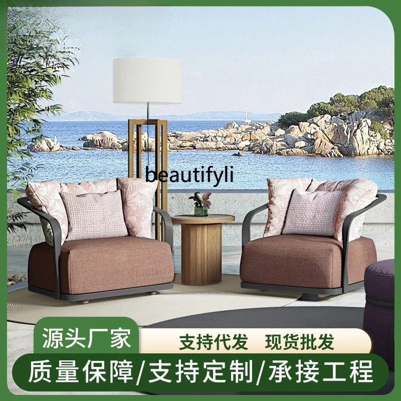 Designer Model Room Aluminum Alloy Sofa Courtyard B&B Sofa Garden Hotel Waterproof Sunscreen Outdoor Sofa
