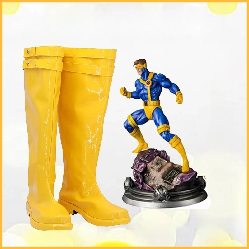 Buty Cosplay X-Men Superhero Żółte Botki do Połowy Łydki Halloween Karnawał Występ Impreza Kostium Rekwizyty