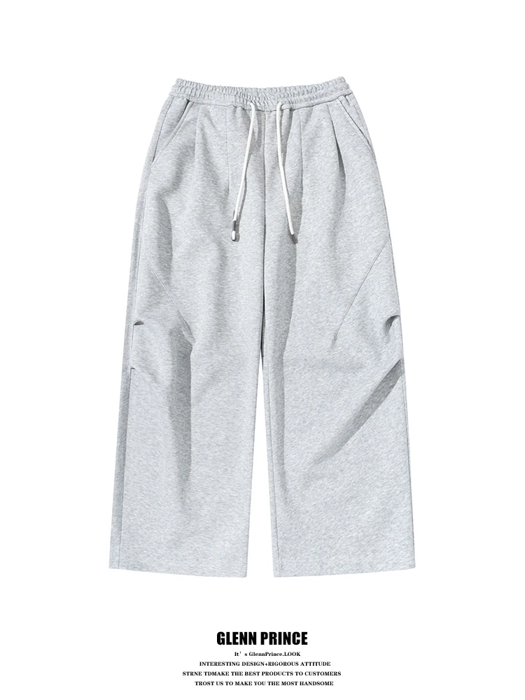 

GPstudio Men's Casual Trousers Spor Loose Wide Leg Versatile Comfortable Cotton Polyester Blend Anti-Wrinkle Straight Cut