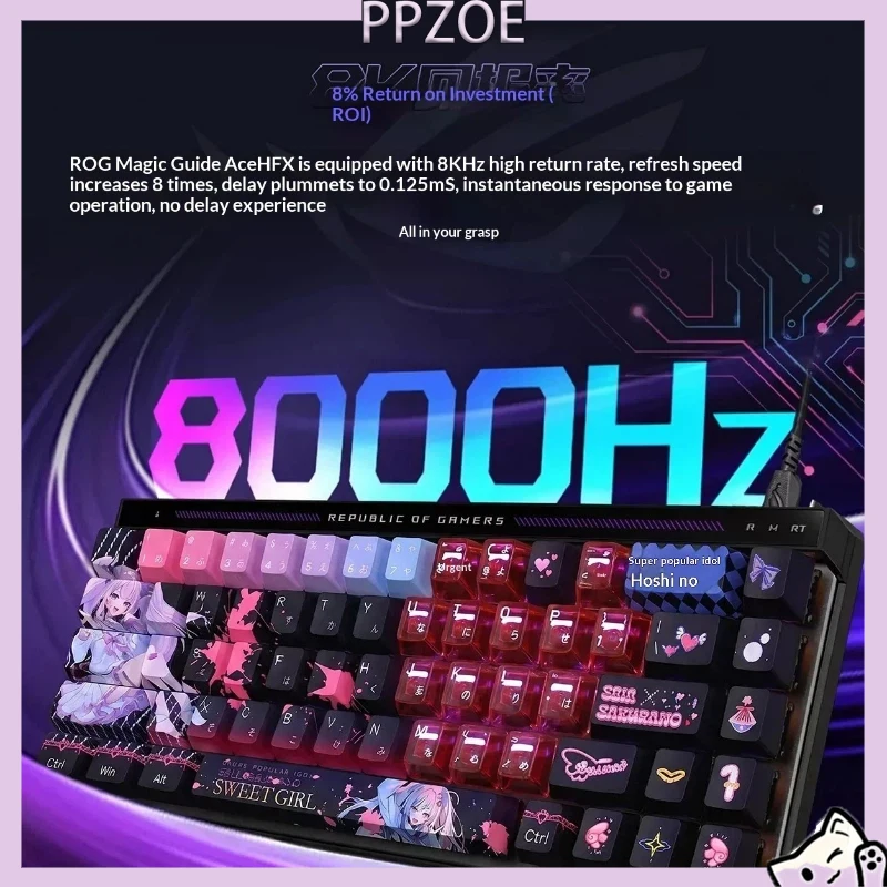 ROG Falchion Ace HFX Wired Magnetic Switch Mechanical Keyboard Sakura Star Love Themed Keycap Set 68 Keys RGB Gaming Keyboard