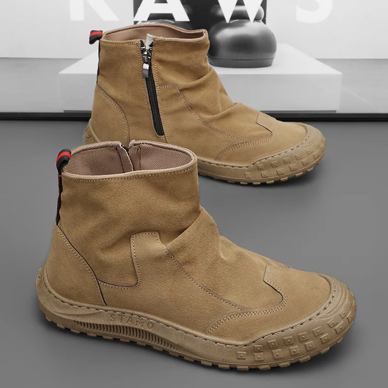 

Classic Men's High Top Boots Ankle Boots, Anti Slip Soles Outdoor Work Shoes for Spring and Summer, Chelsea Boots Designer Shoes