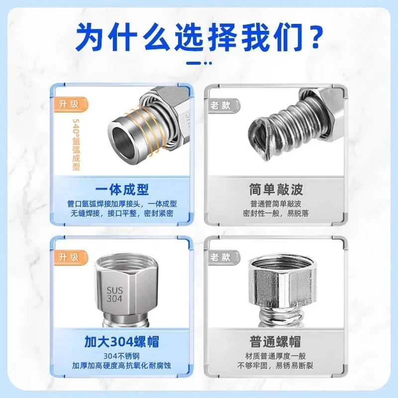 304 stainless steel bellows 4-point water heater hot and cold inlet and outlet pipe hose