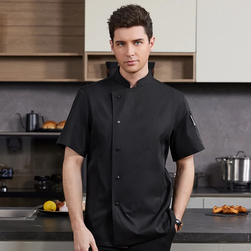 Short Sleeve Chef Coat for Kitchen Restaurant Hotel Catering Baking Comfortable Chef Uniform for Unisex Custom Logo