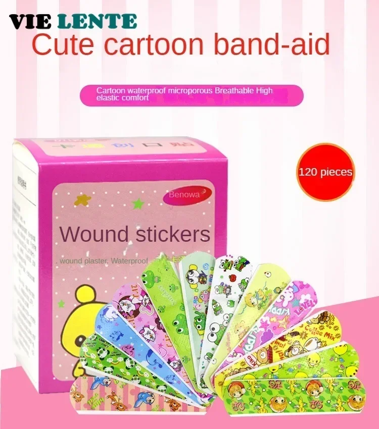 120pcs Cute Cartoon Medical Patch Waterproof Wound Adhesive Bandages Dustproof Breathable First Band Aid Adhesive for Kids