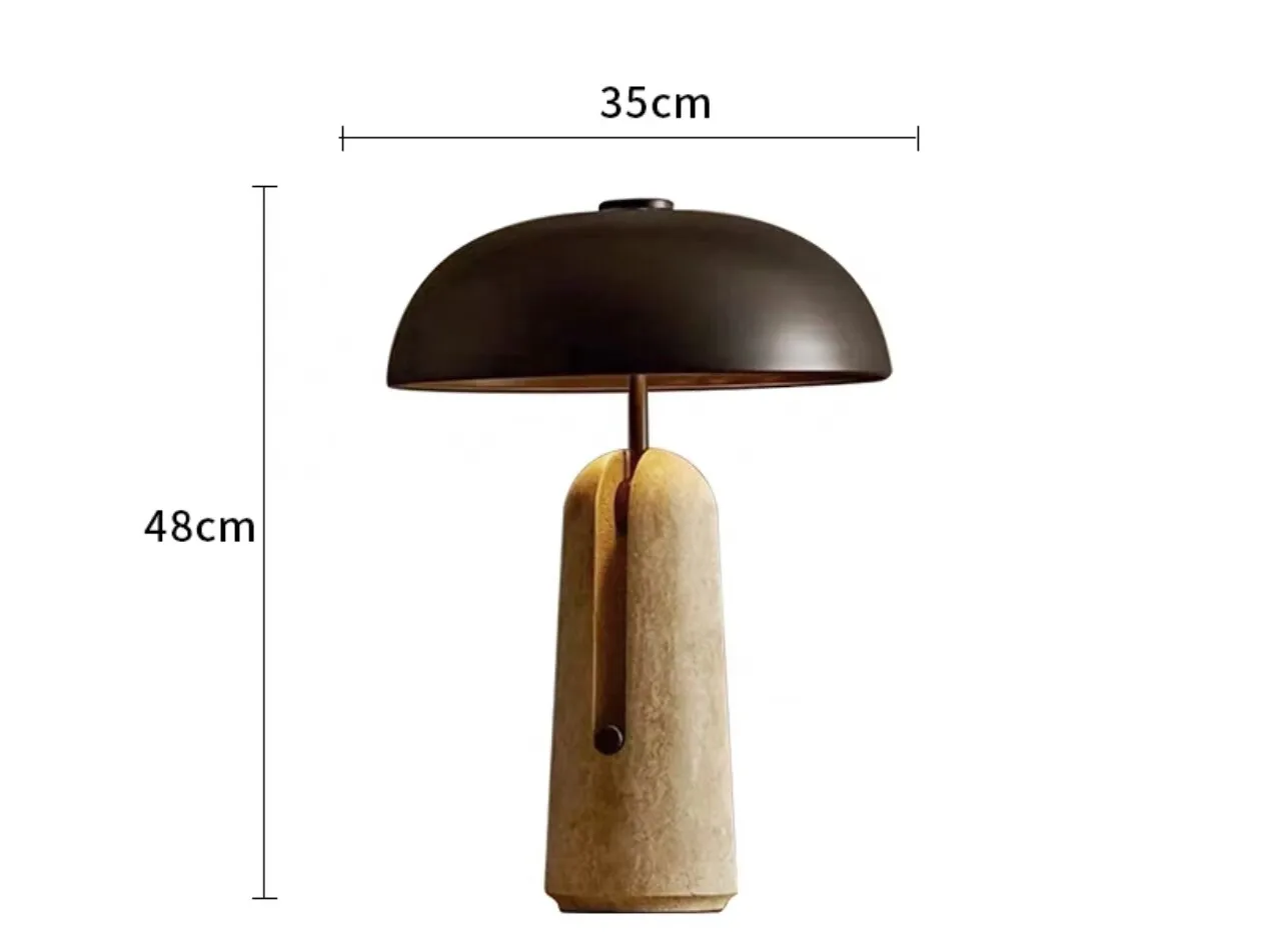 Travertine mushroom wabi-sabi wind table lamp living room bedroom study designer bedside eye protection table lamp