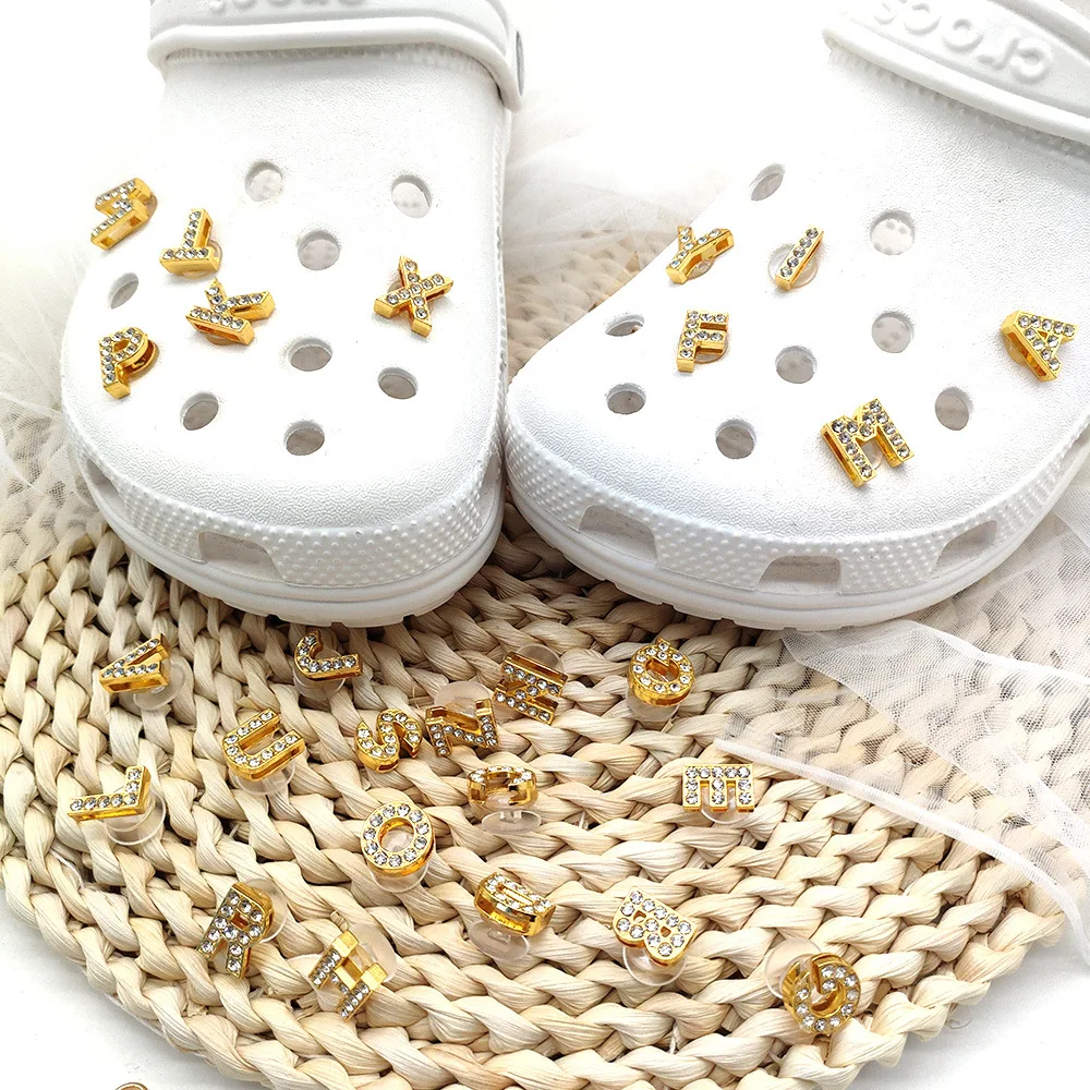 Shoe Charms Accessories for Crocs Sandals Alloy 26 Letter Shoe Buckle Personalized Chain Accessory Decorationtoys Anime Cartoon