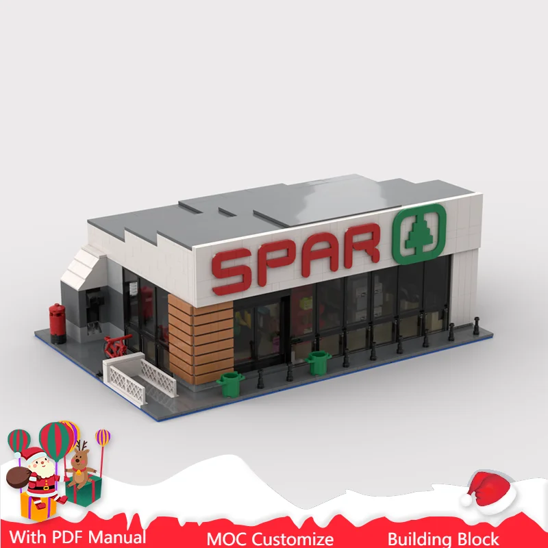 

Лидер продаж, 2129 шт., модульный SPAR, круглосуточный магазин, строительный блок, сделай сам, образовательная сборка, кирпичи, игрушки, подарки на Рождество и день рождения