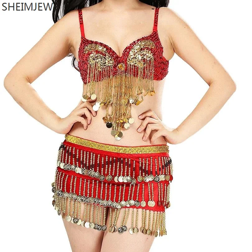 Women Belly Dance Bra Short Skirt Carnival Tassel Bra Sequin Belly Dance Stage Show Costumes Ds Nightclub Belly Dance Split Suit