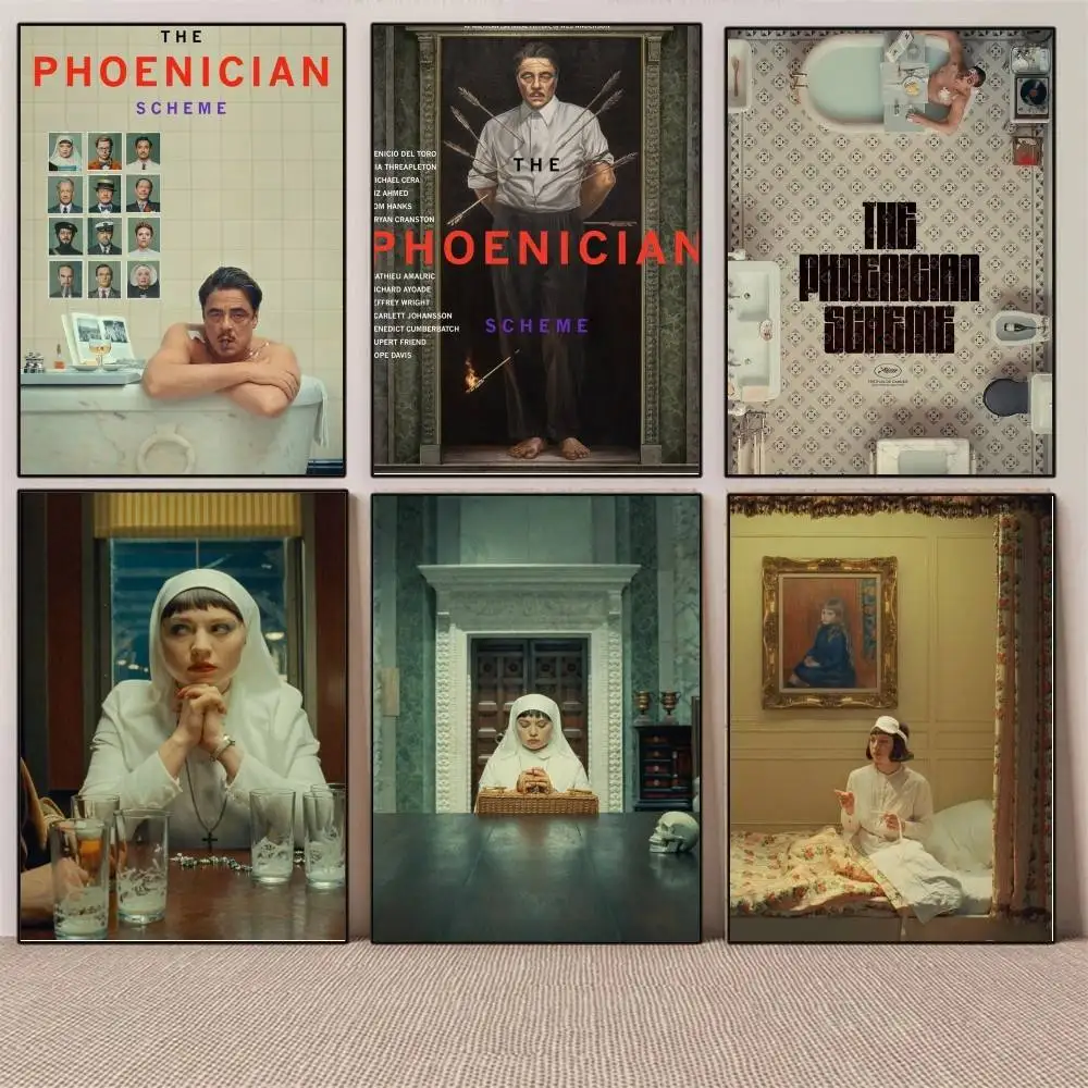 1PC The Phoenician Scheme 2025 New Movie poster Self-adhesive Art Waterproof Paper Sticker Coffee House Bar Room Wall Decor