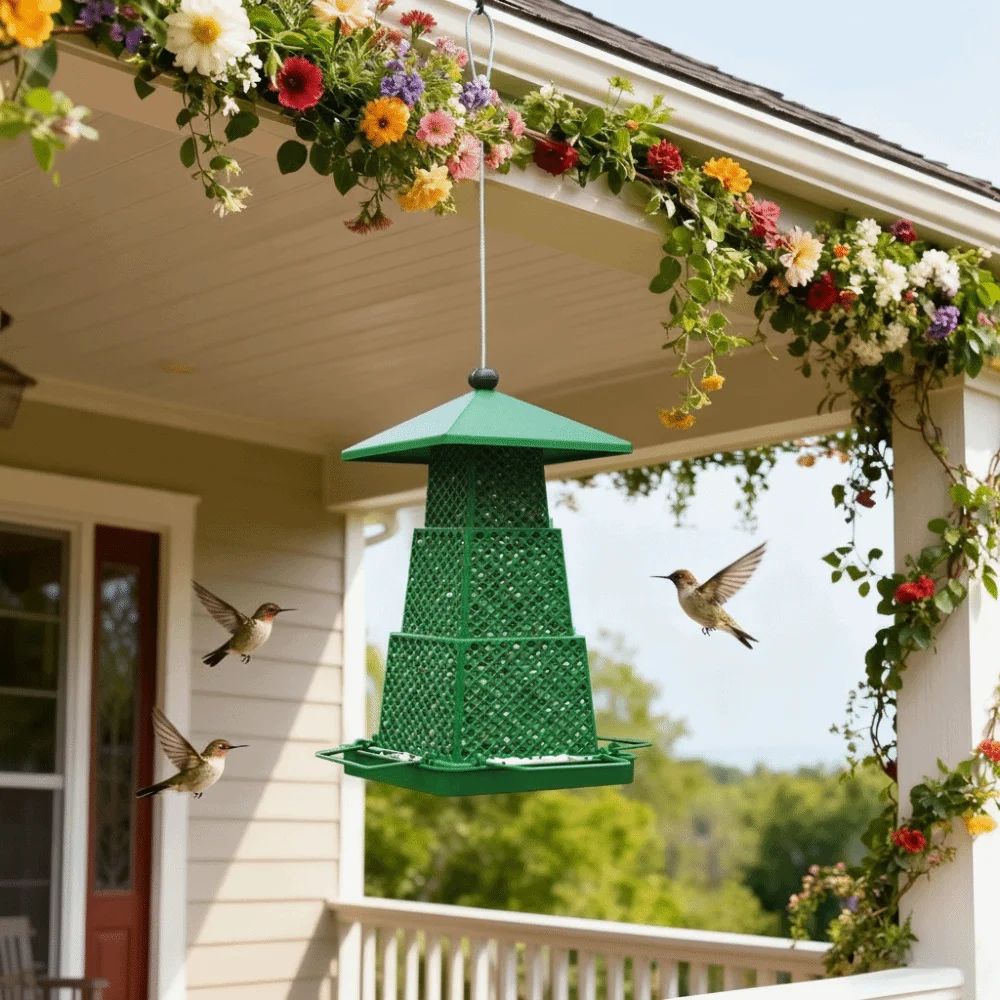 

Ветрозащитная кормушка для диких птиц большой емкости, складной дозатор корма для птиц, многофункциональный, с веревкой для подвешивания, контейнер для кормления птиц на дереве