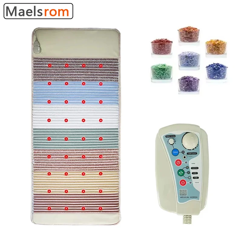 PEMF Photon Mat Energy Rainbow Gemstone Pad Crystal Energy EMS Infrared Heating Massage Negative Ion Bio Crystal Therapy Pad