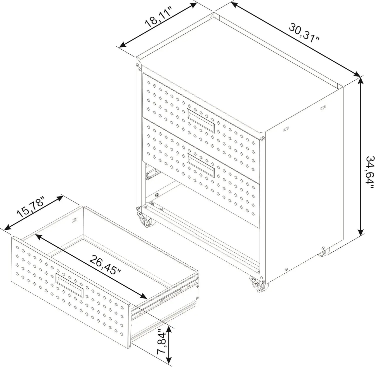 도구 캐비닛 요새 보관 장치, 흰색 18.2 "D X 30.3" W X 32.1 "H