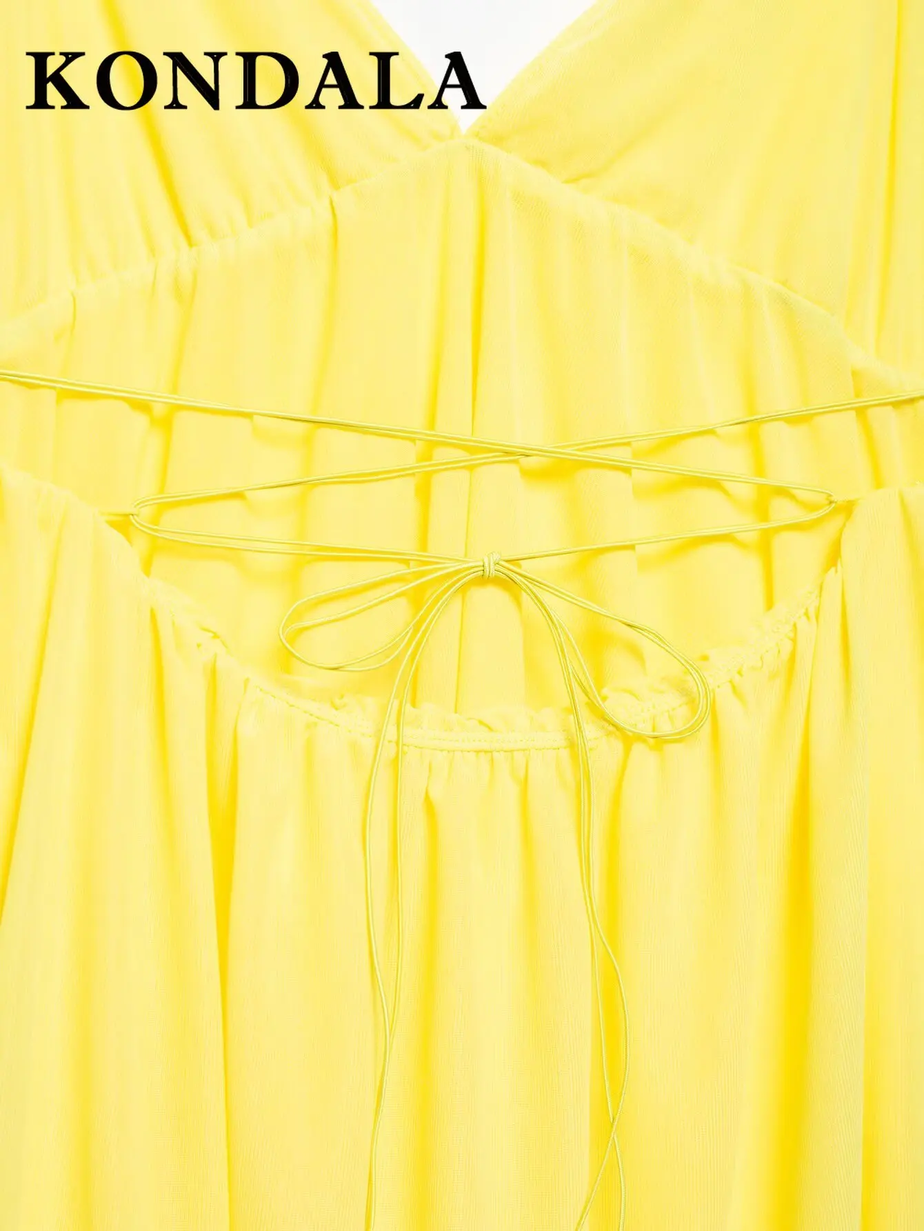 KONDALA Chic Sexy Giallo Summr Cami Y2K Abito da donna a strati Backless Beach Mini abito Moda 2025 Night Party Elegante Vestido