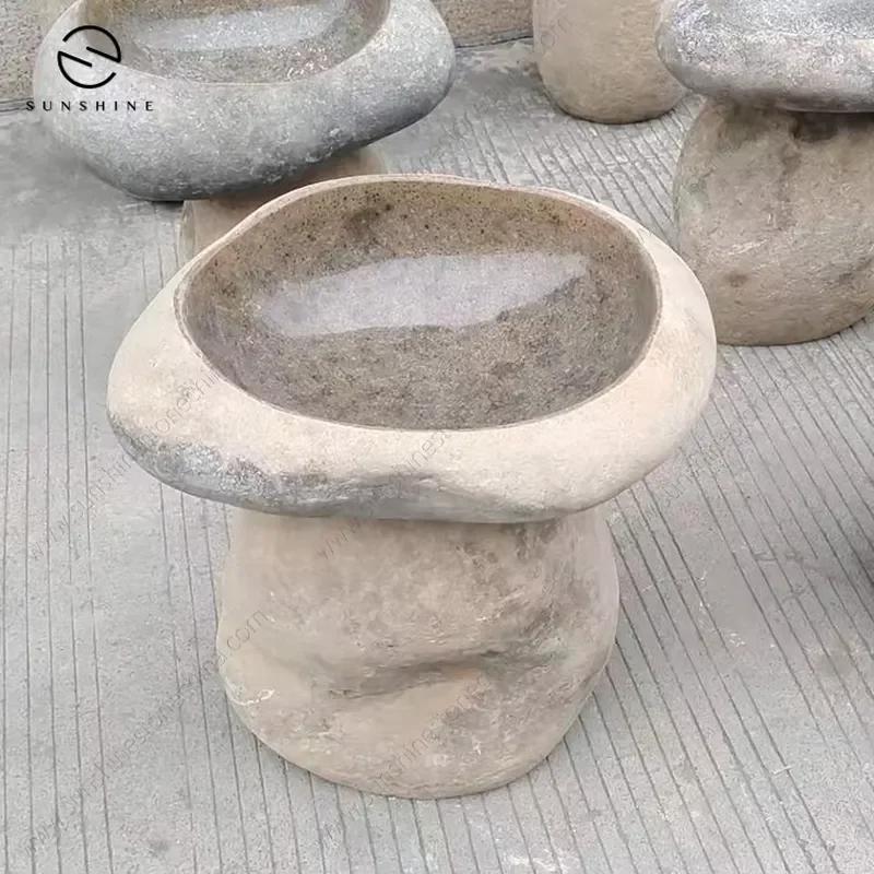 Natural Stone Bird Bath Feeder Outdoor Garden Decorative Statue for Yard Lawn Park Landscape Ornament Wholesale Supply 4