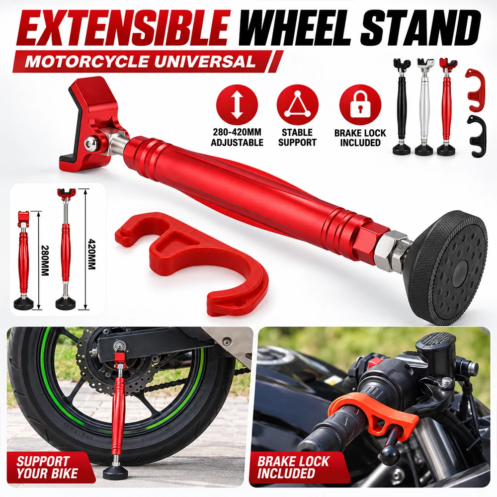 Motorcycle Telescopic Wheel Stand Support Jack with Brake Lock Hook Universal for KTM Yamaha Honda Suzuki Dirt Bike Motocross