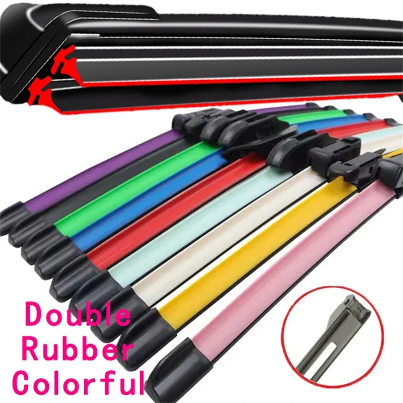 

Colorful PIN LOCK Car Windshield Wiper blades Universal Soft Double layer Rubber Frameless Bracketless 16" 19" 20" 22" 24"26"30"