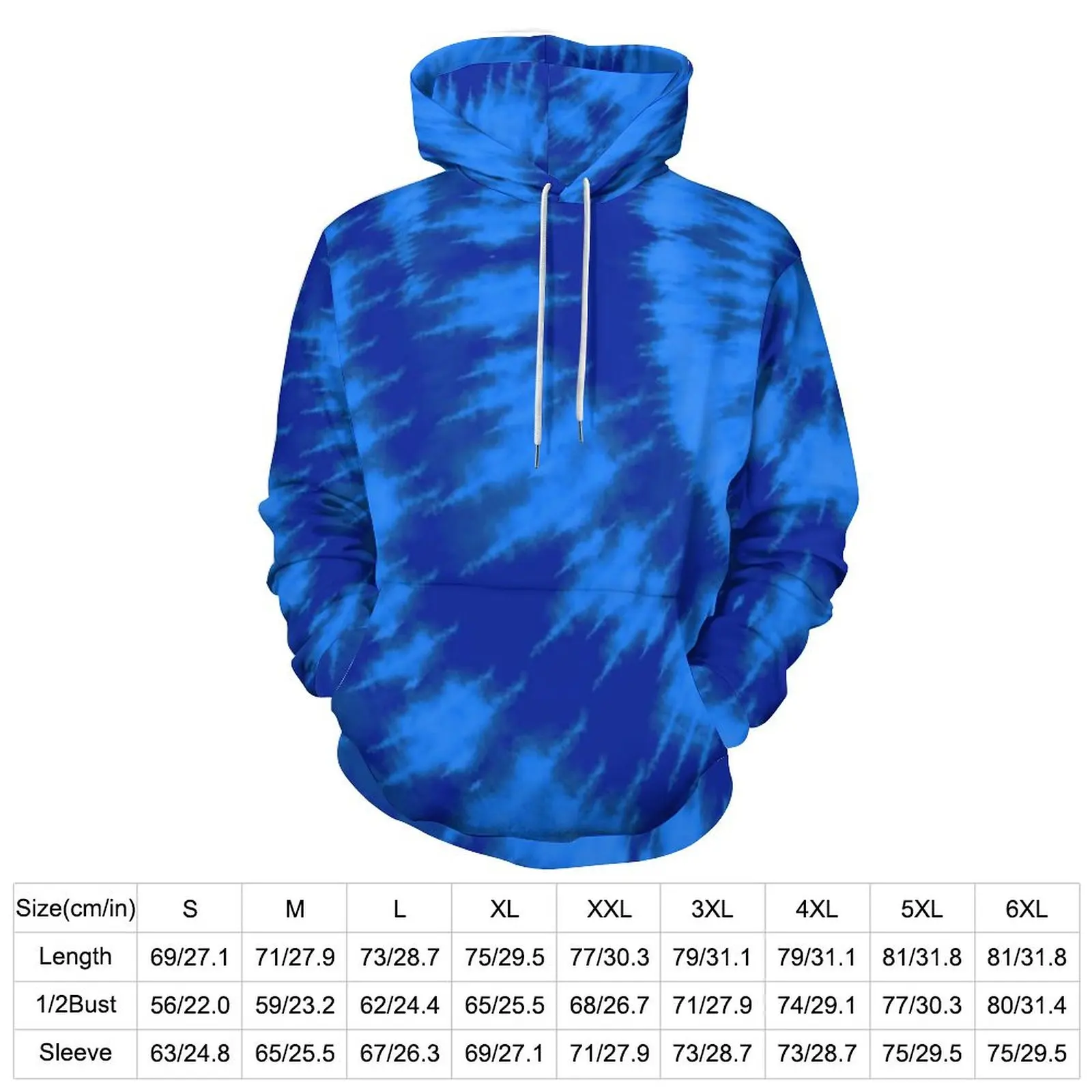 Blue Swirl Tie Dye Hoodies Long-Sleeve Midnight Blue Aqua Retro Casual Hoodie Spring Fashion Oversize Loose Hooded Sweatshirts