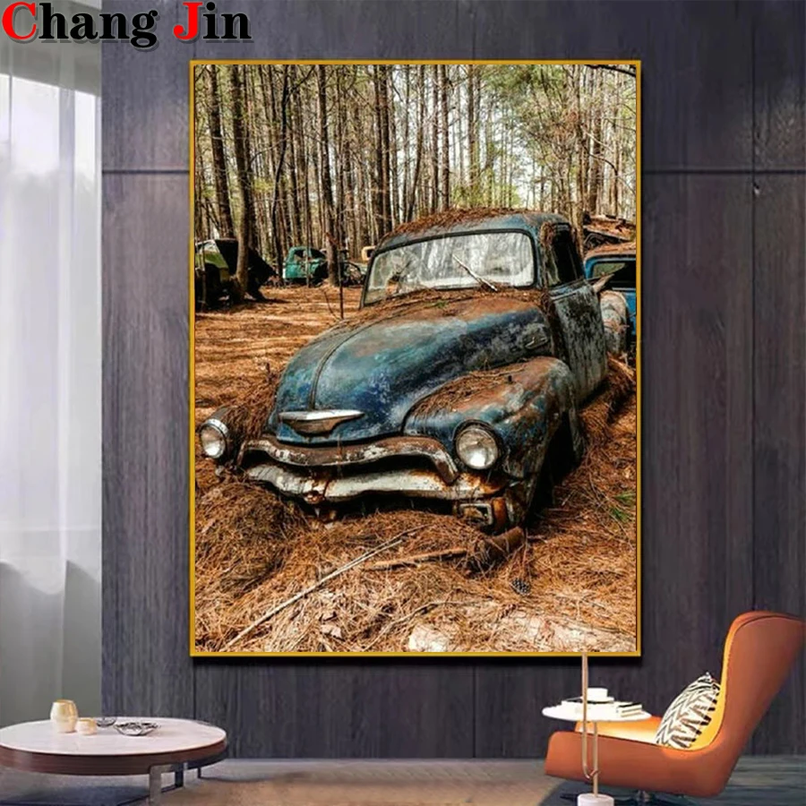 5D Diy diament malarstwo Nostalgia klasyczny samochód krzyż zestaw do szycia stary ciężarówka typu Pickup diament mozaika pełna Dril haft Home Decor