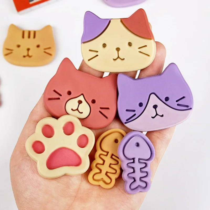 Cartoon Cat Cookie Cutter Animal Fondant Sugar Crafts Biscuit Mold Pet Cat Kitten Fishbone Pastry Bakery Accessories Baking Tool