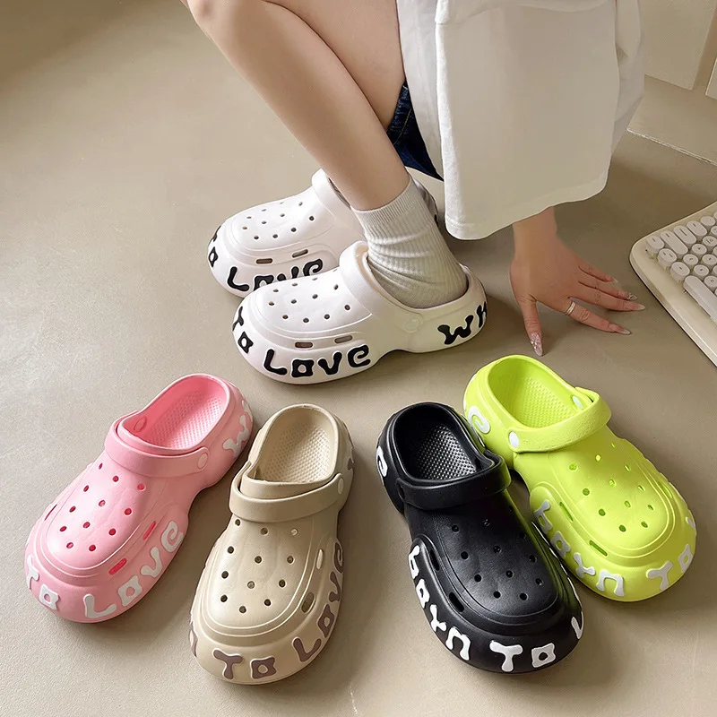 

Women Summer Non-slip EVA Slippers Ladies Casual Hole Garden Sandals Female Soft Sole Home Indoor Outdoor Pump Shoes