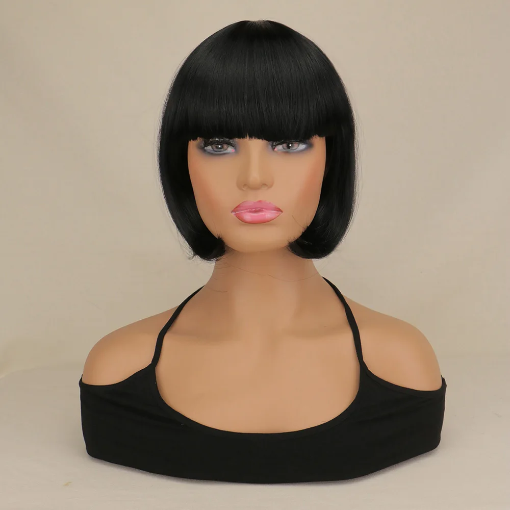 Velma Wig Short Straight Black Bob Wigs for Women Cosplay Flapper Wig with Bangs Cartoon Detective Look Halloween Costume