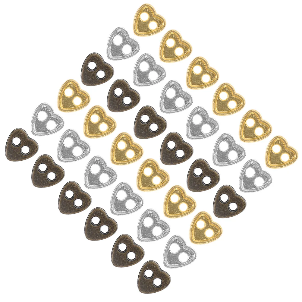 

150pcs Mini Heart Buttons Alloy Heart Shaped For Clothing Diy Materials Vintage Style Sewing Craft Fasteners