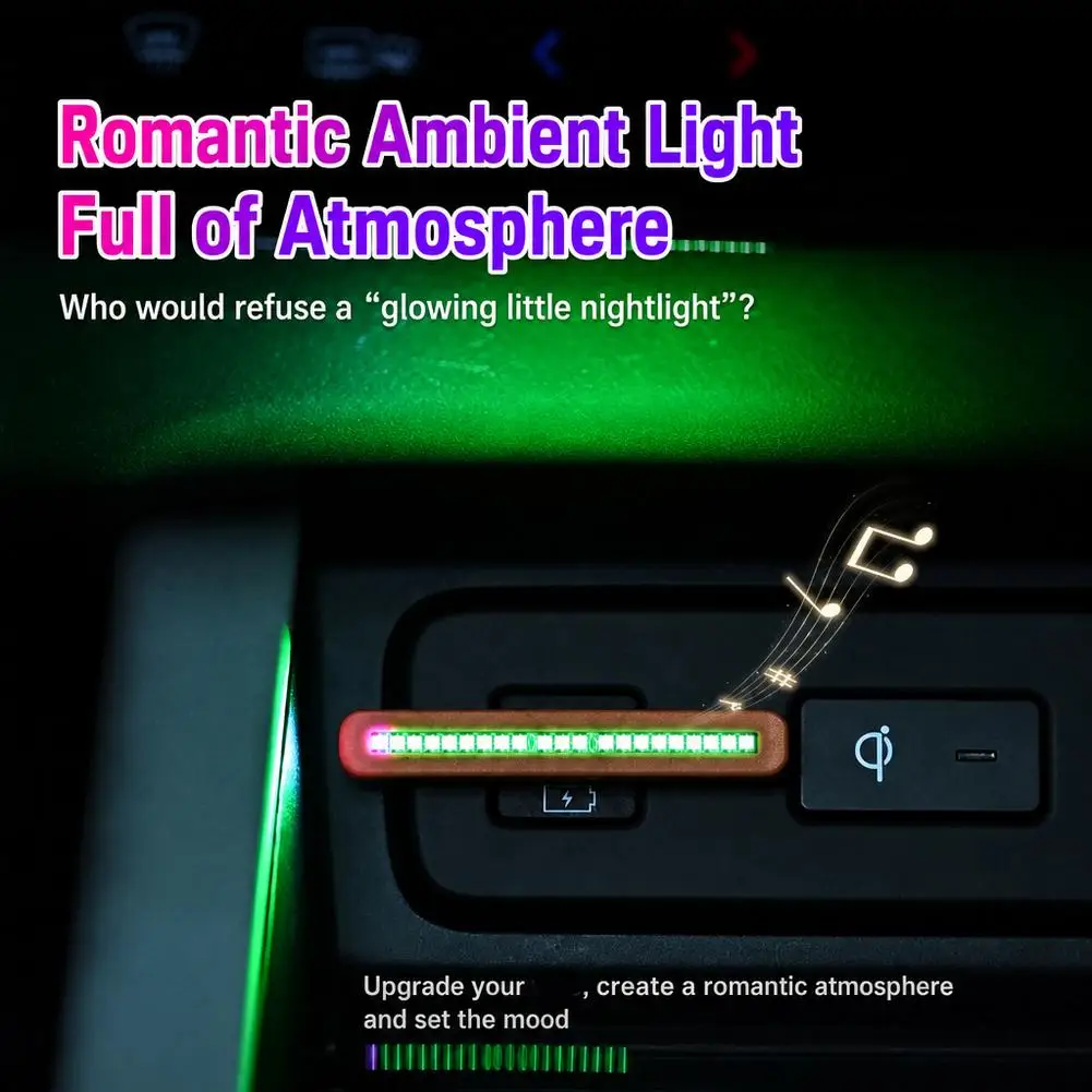Mini USB‑C RGB Sound Activated Rhythm Light LED Ambient Lamp Car Interior Desktop Phone Decorative Atmosphere Light