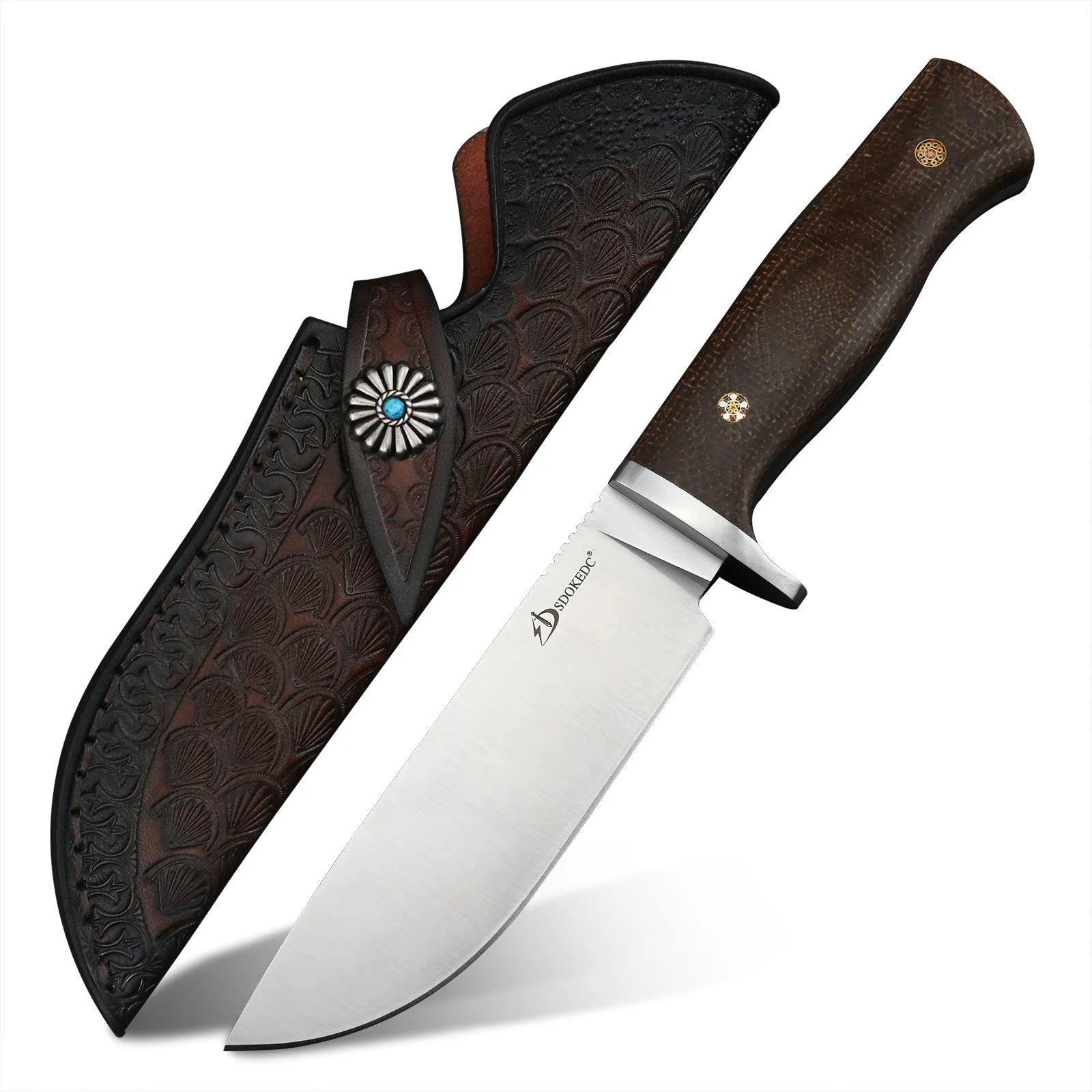 

Vintage Carved Leather Case EDC Multi-Purpose Knife, Multifunctional Hand Tool for Outdoor Hiking Daily Use, Ideal Men's Gifts
