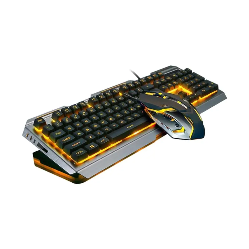 

Cool Yellow Color LED Backlit USB Mechanical Hand Feeling Keyboard Gamer Mouse Sets (Tungsten Golden)