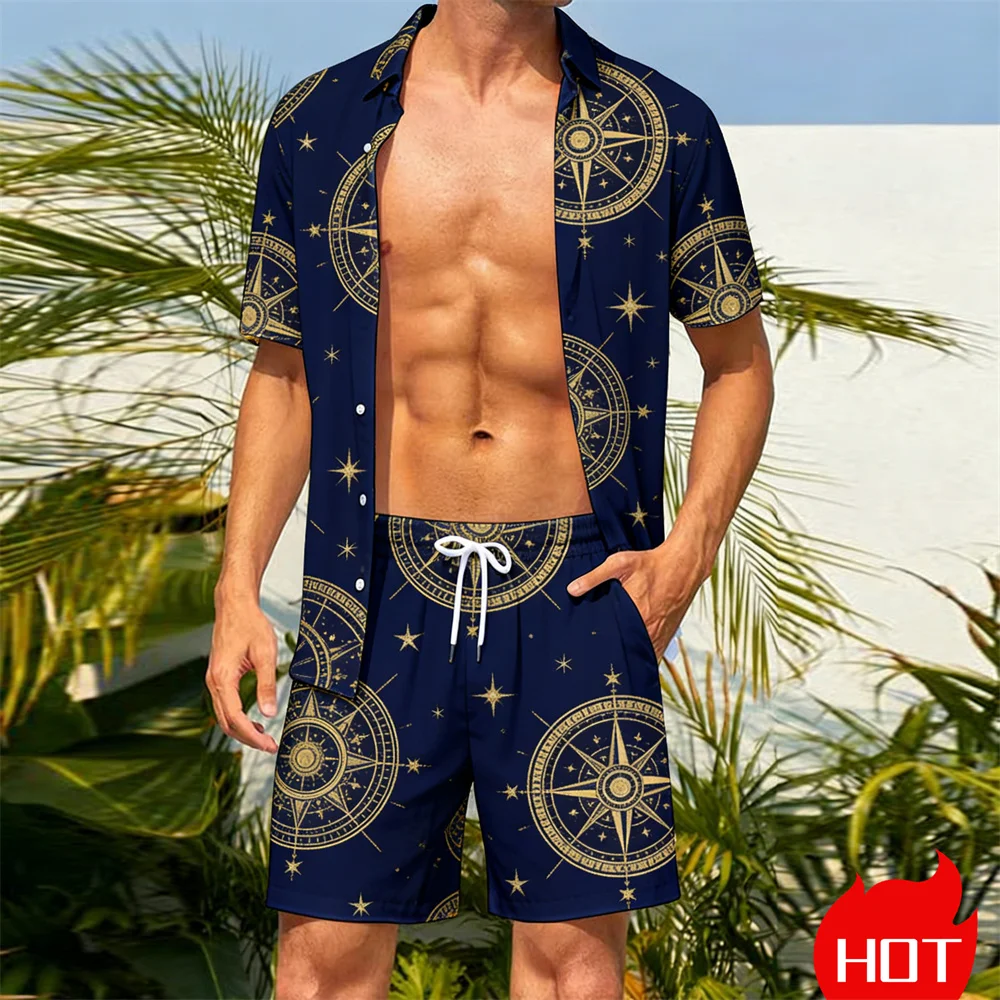 Summer Hawaiian Shirts Suit Men Plant Pattern Tops Clothing Fashion Casual Oversized Bamboo Print Lapel Blouses Camisa Masculino