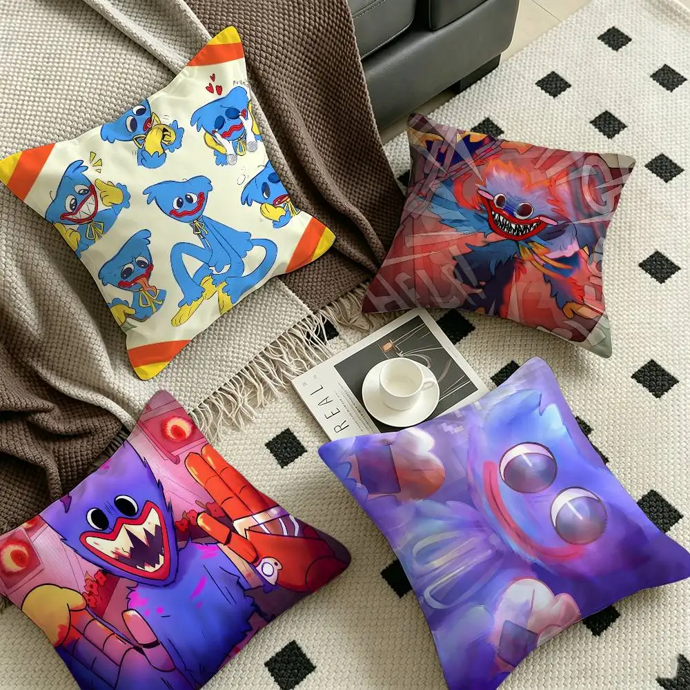 P-POPPYS PLAYTIME H-Huggy-Wuggyes Pillow Covers Sofa Decorative Home Double-sided Printing Short Plush Cute Cushion Cover