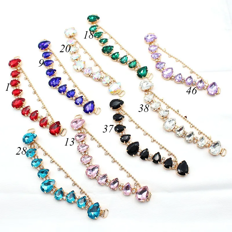 1Pcs diamond collar chain glass shoe flower herringbone slipper upper decoration diamond glass shoe buckle sandal accessories