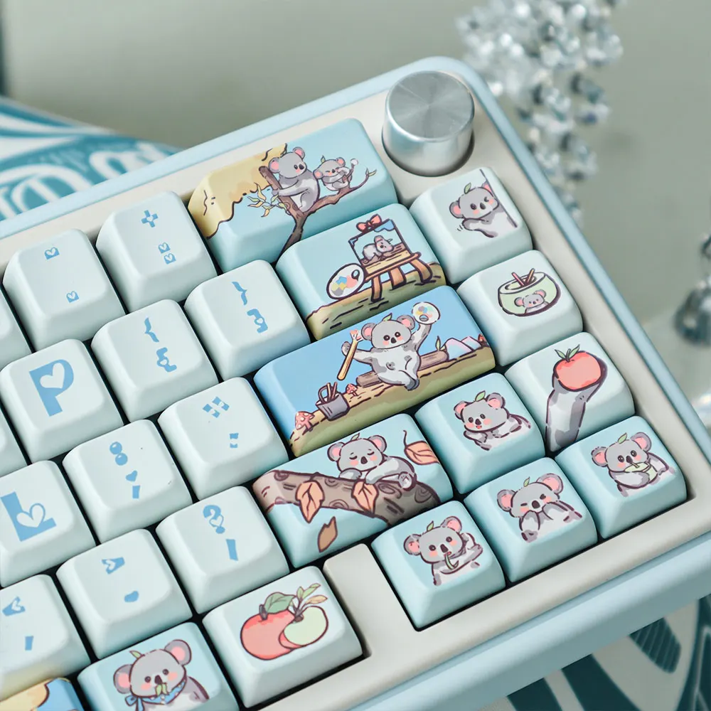 Imagem -02 - Teclado Mechanical Gaming Keycap Tema Koala Verde Azul Perfil Cereja Pbt Tintura Sublimação Bonito Mda 74 151key