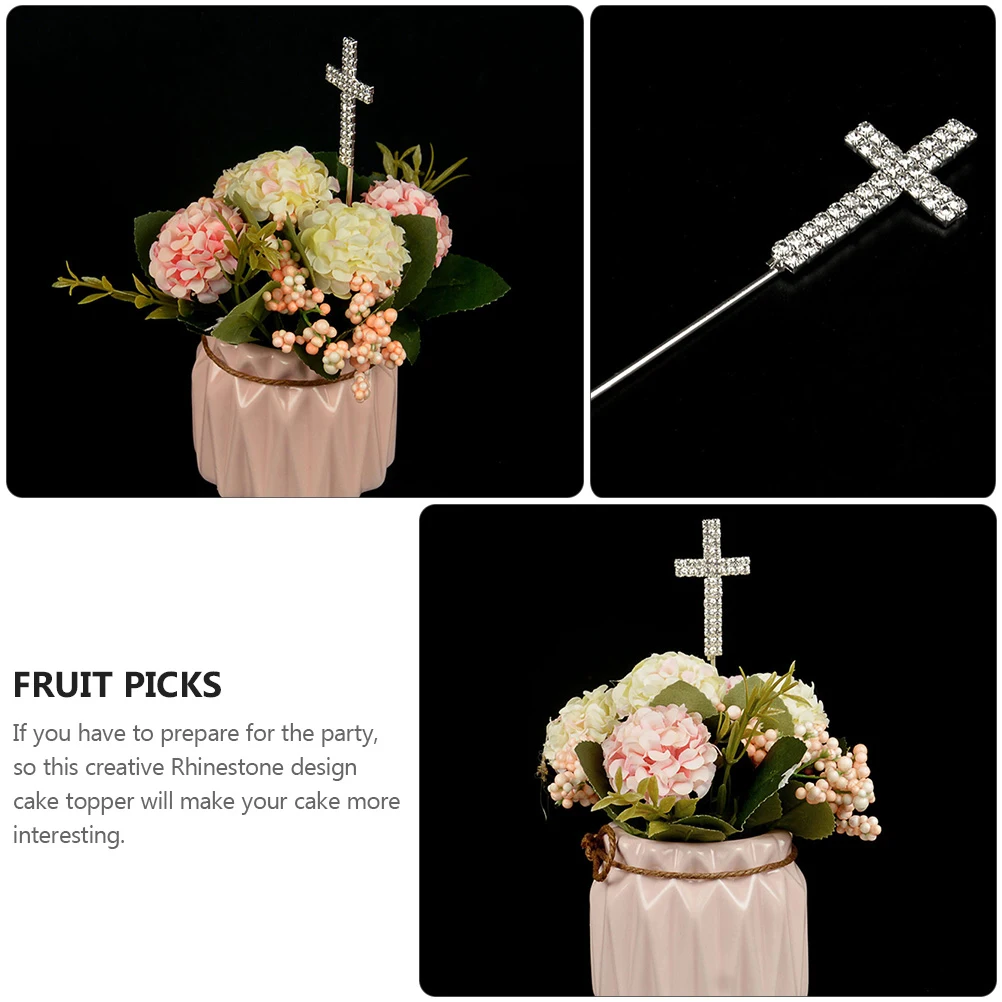 

3pcs Rhinestone Cross Cake Decoration Topper For Wedding Birthday Party Ornaments Groovy Elegant Premium Cake Toppers