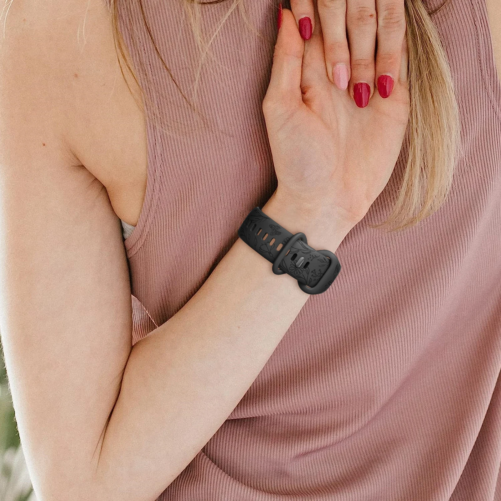 Silikonowy pasek do zegarka Butterfly, do Apple Watch 40/44/41/49/45/38/42mm, kompatybilny z seriami Watch 10/9/7/SE/6/5/4/8/ultra.