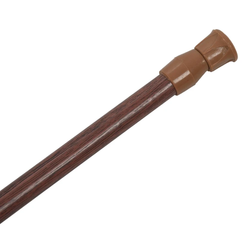 2X Extendable Telescopic Spring Loaded Net Voile Tension Curtain Rail Pole Rods,55-90Cm/70-120Cm,Wood Color