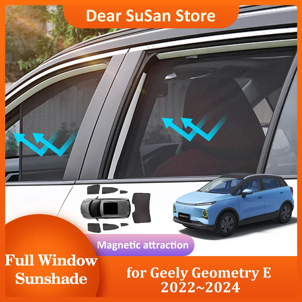 Car Magnetic Sunshade for Geely Geometry E 2022~2024 2023 Roof Windshield Curtain Side Window Sun Visor Sunroof Cover Accessorie