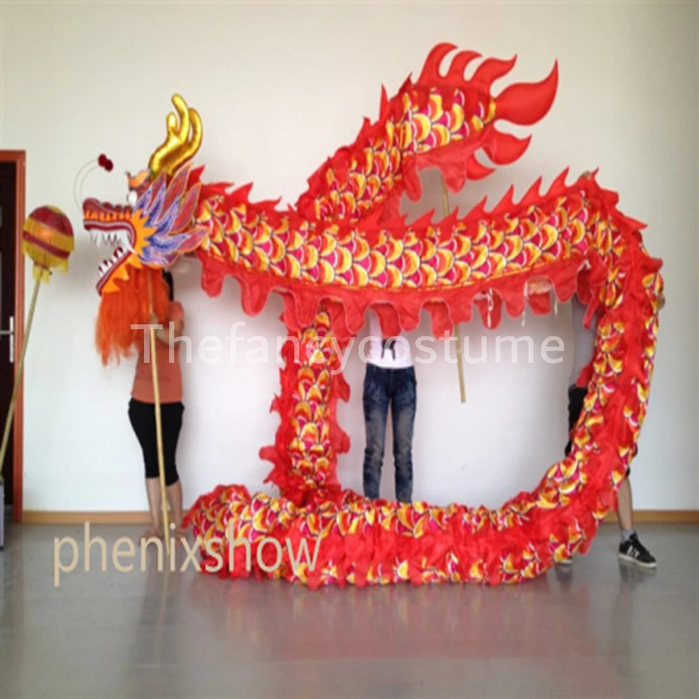 10meters student size  DRAGON DANCE Costume CHINESE Spring Day Party Decoration National Culture Silk Folk Festival Stage Props