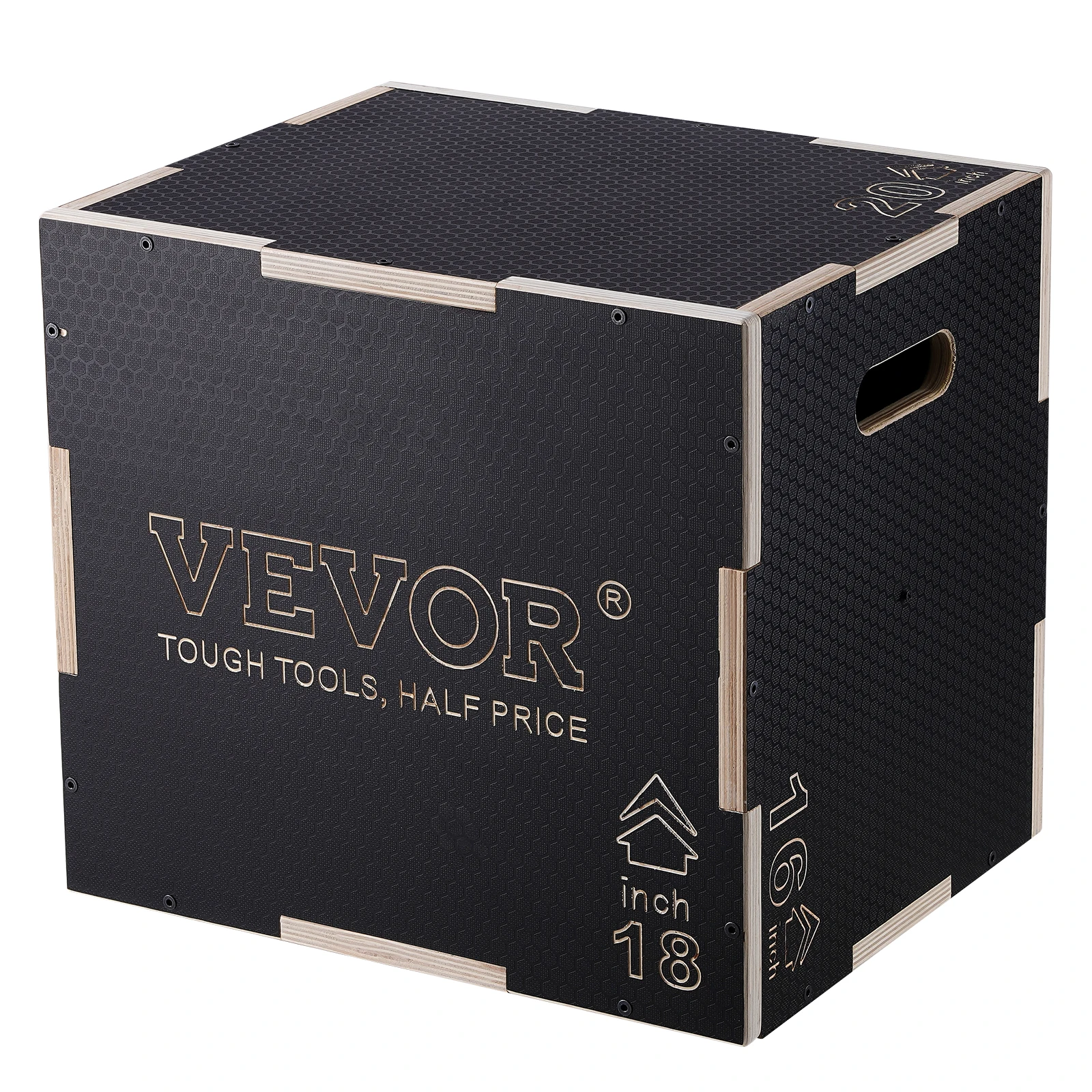 

VEVOR 3 In 1 Plyometric Jump Box 20x18x16 Inch Wooden Plyo Box Platform & Jumping Agility Box Anti-Slip Fitness Exercise Step Up