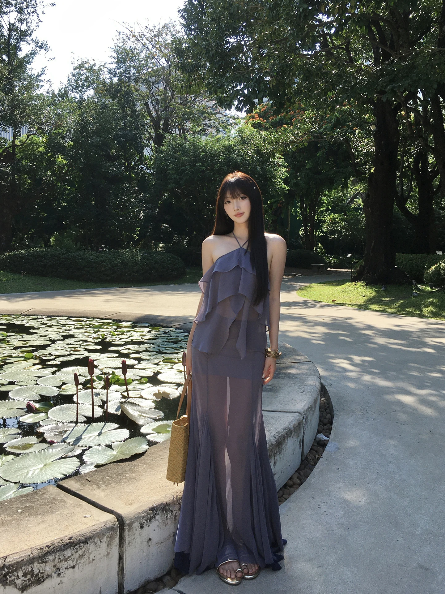 

Летний женский комплект: платье-комбинация с открытыми плечами и юбка-русалка, дышащая, с завышенной талией, короткая