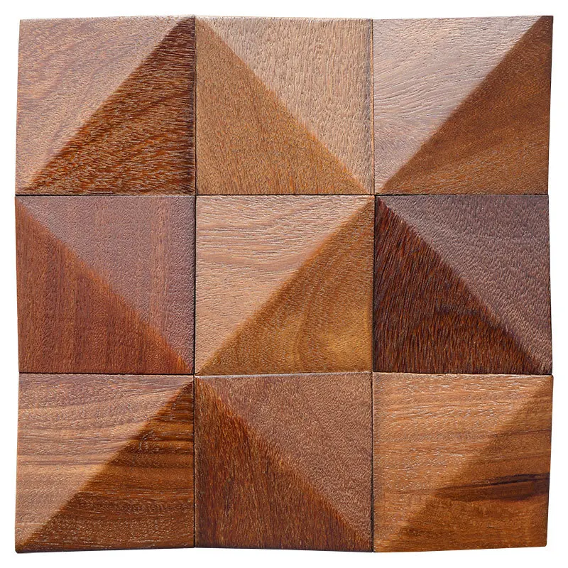 Triangular boat wood solid wood mosaic TV background wall living room wood decoration