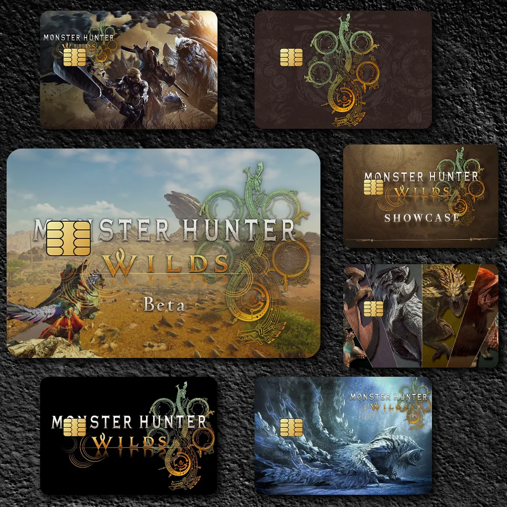 GAME Monster Wilds Series For Film Skin Cover Credit H-Hunter Card Stickers 4PCS Debit Front Decoration Bank Bus Pass Waterproof